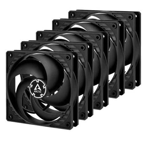 Arctic P12 12cm Pressure Optimised PWM PST Case Fans x5, Black, Fluid Dynamic, Value Pack (5 Fans)
